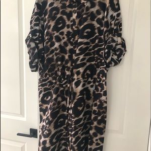 Calvin Klein printed silk shirt dress